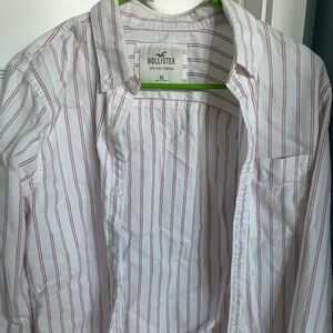 Hollister XS Men’s white with red stripe button down shirt.